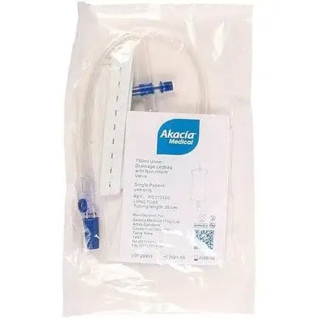 URINE LEG BAG 500ML LONG TUBE 30CM