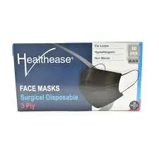FACE MASK SURGICAL 3PLY 50 BLACK H/EASE